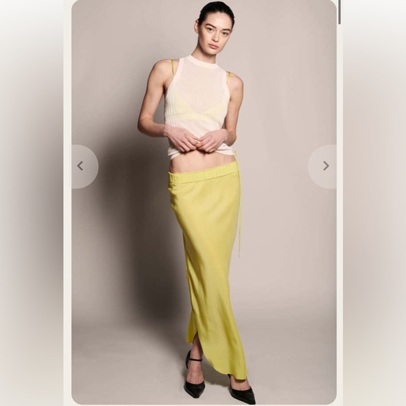 KES ELONGATED MATTE SCALLOPED SKIRT CHYRANTHRMUM MIDI Size L - Picture 2 of 15